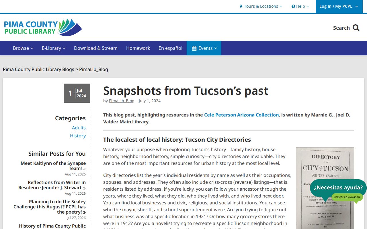 Tucson city directory history from Pima County Public Library