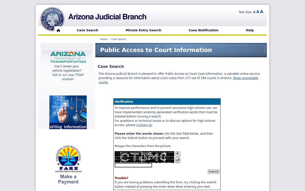 Tucson residents directory Arizona court case lookup