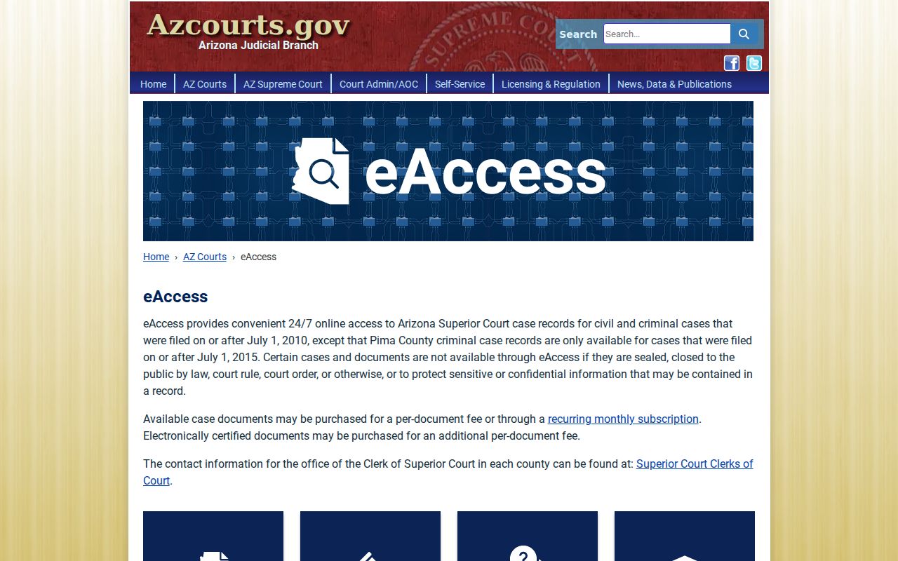 Tucson resident lookup through Arizona Superior Court eAccess