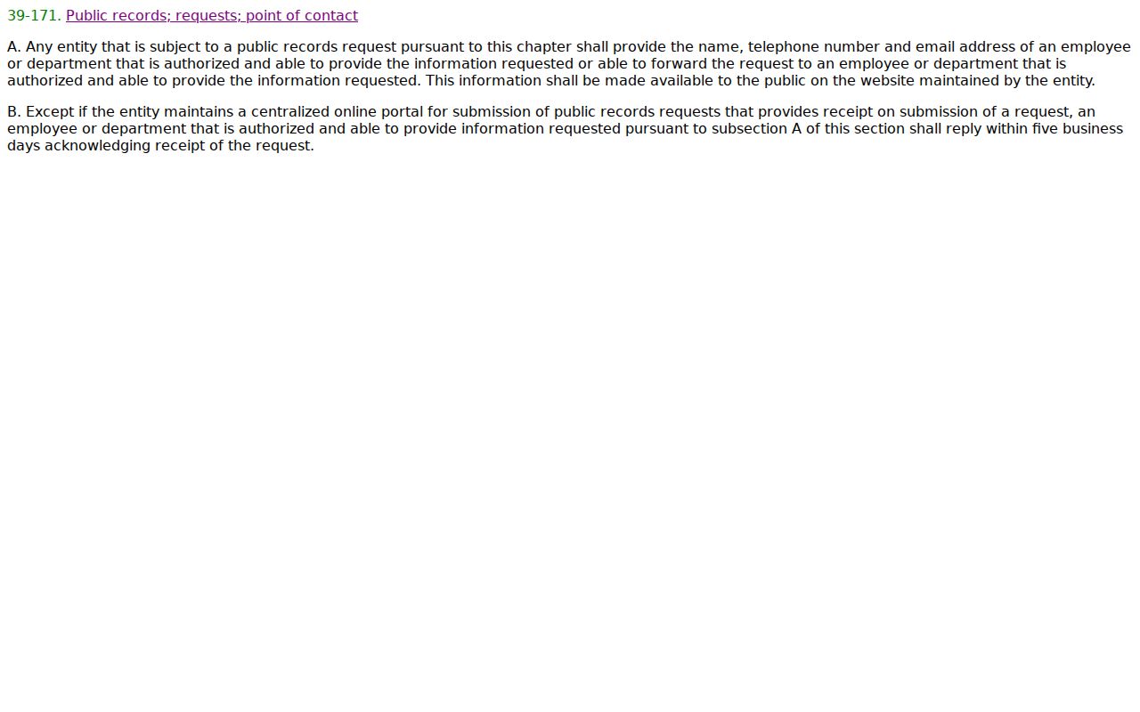Tucson street directory Arizona public records acknowledgement statute